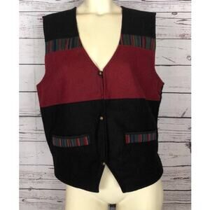 VINTAGE Handmade 100% Wool Made In Napal Vest black & wine size medium
